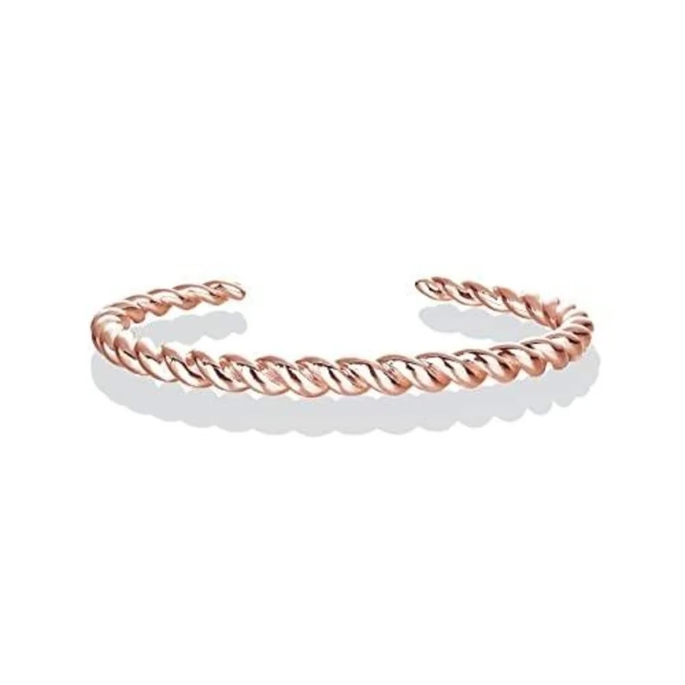 Rose Gold Twisted Rope‎ Cuff Bracelet Polished Spiral Open Bangle Accessory